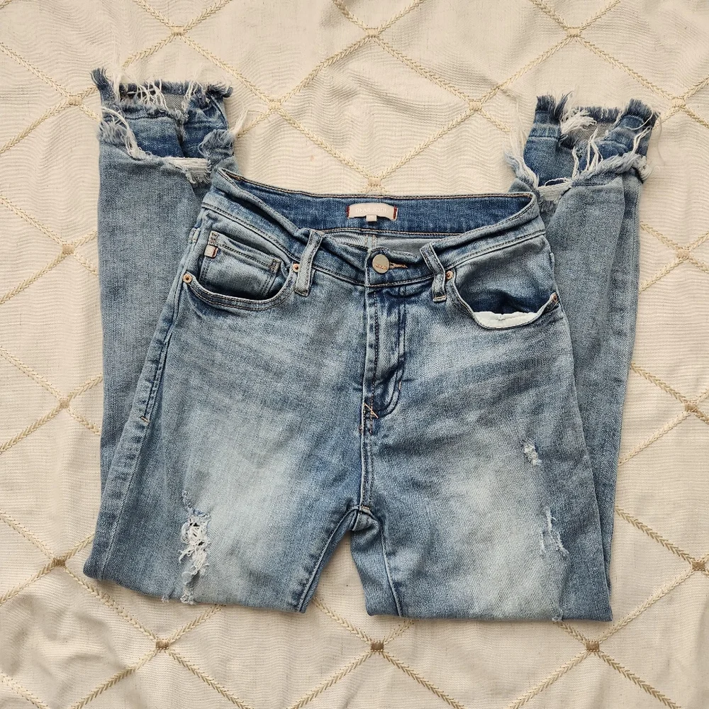 Dear John Sky Blue Ankle Jeans with Distressed Hem‎ Sz 25